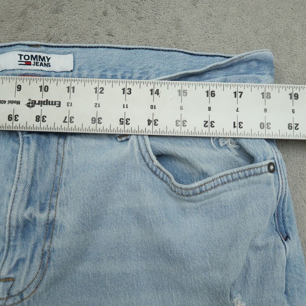 Tommy Jeans Mens Size 36x32 Blue Relaxed Straight Stretch Light Wash Distressed - Picture 6 of 16